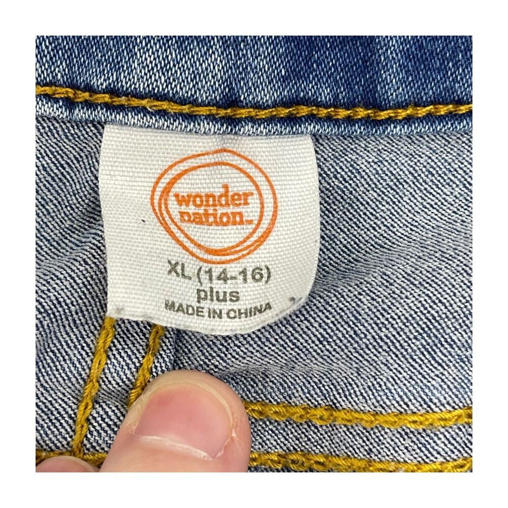 Wonder Nation Straight & Pencil Skirt Girls XL (14-16) Blue Denim Distressed - Picture 2 of 6